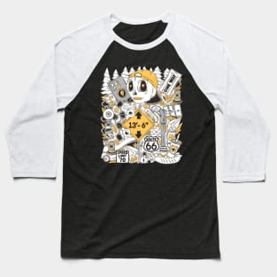 Truck Driving to Art- Skeleton Art Doodle Baseball T-Shirt